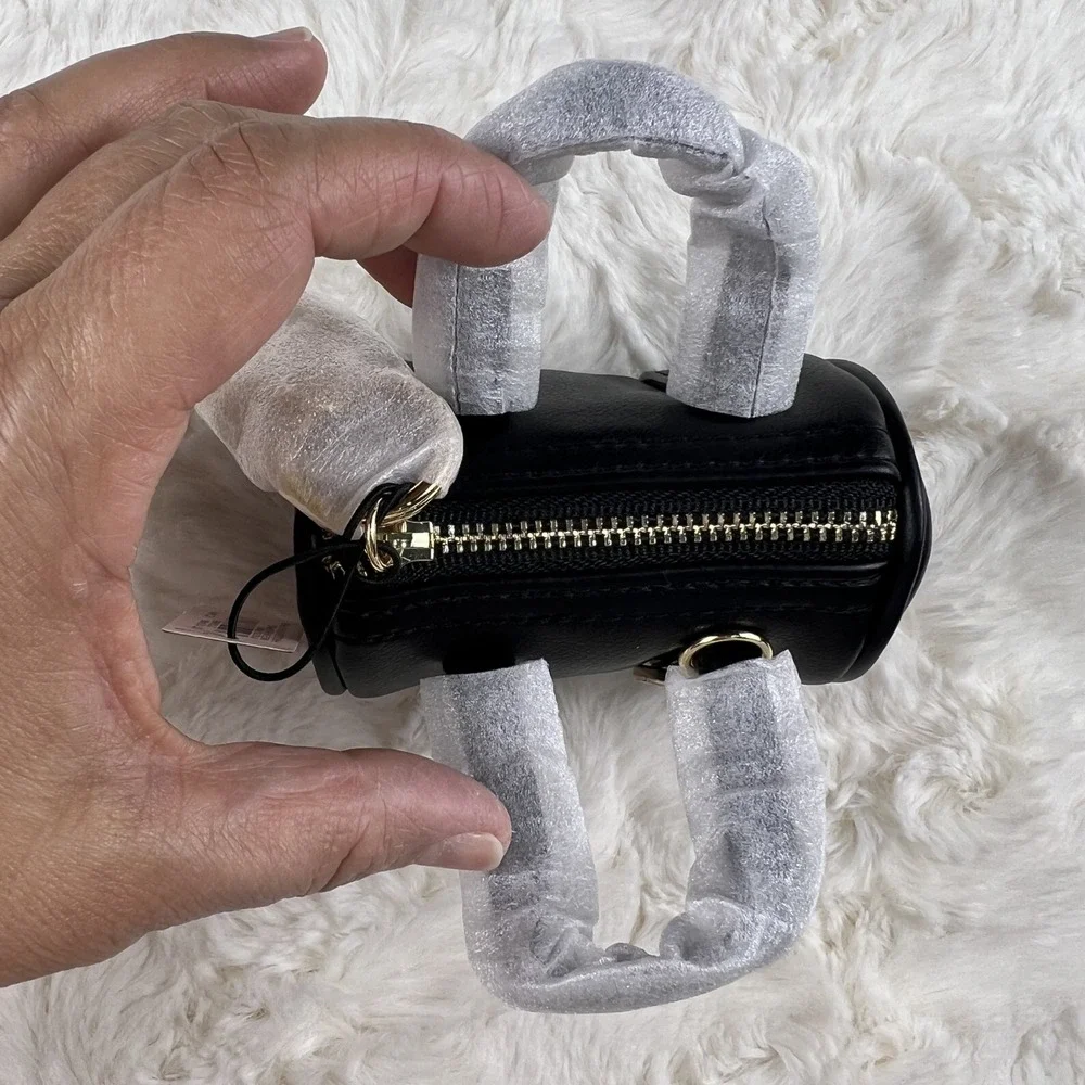 Victoria's Secret Micro Duffel Bag Charm Keychain Coin Purse Holder Black NWT